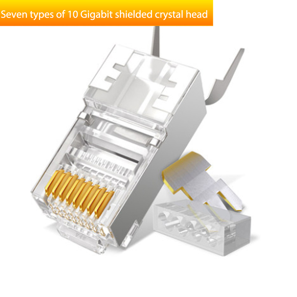 10pcs Cat7 Rj45 Connector Cat7 Stp 8p8c Modular Cable Head
