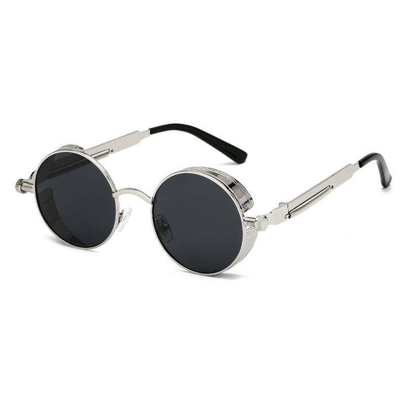 Keithion Steampunk Style Round Vintage Sunglasses Retro Eyewear for Men Women with Leather Side Glasses UV400,Temu