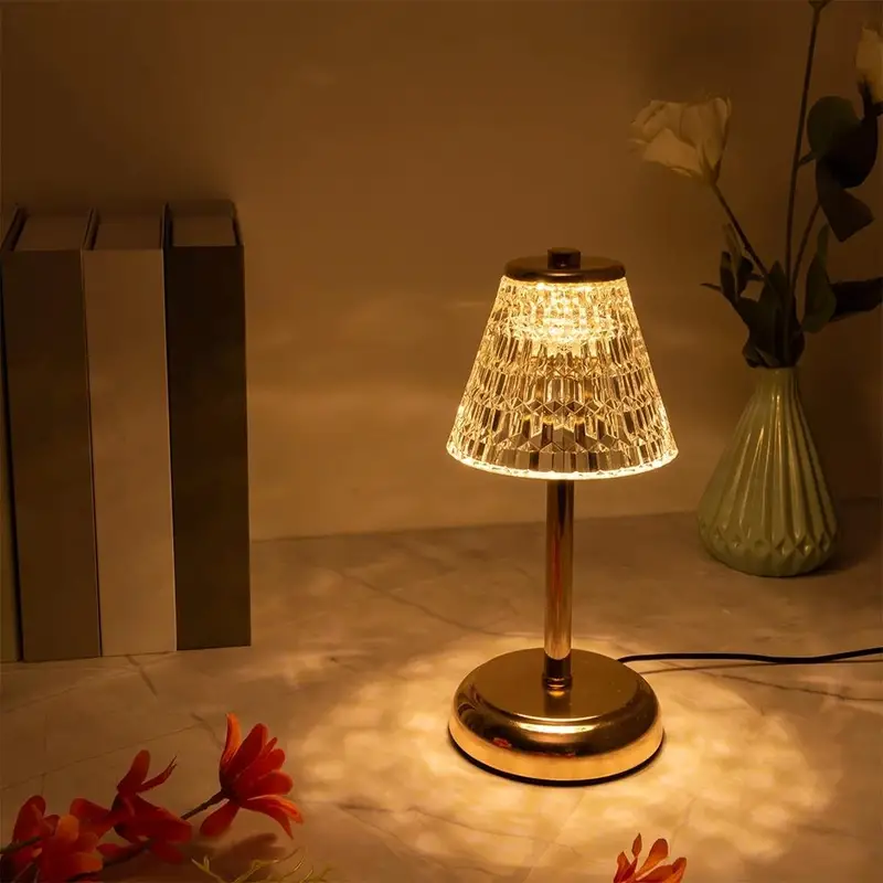 1pc rhinestone atmosphere table lamp usb acrylic decor desk lamp bedroom bedside bar crystal lamp gift night light details 2