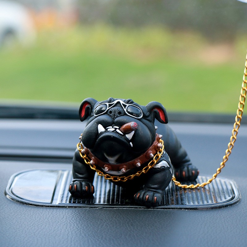 American Bully Dog Car Dashboard Decor Toy Cool Smoking Bulldog