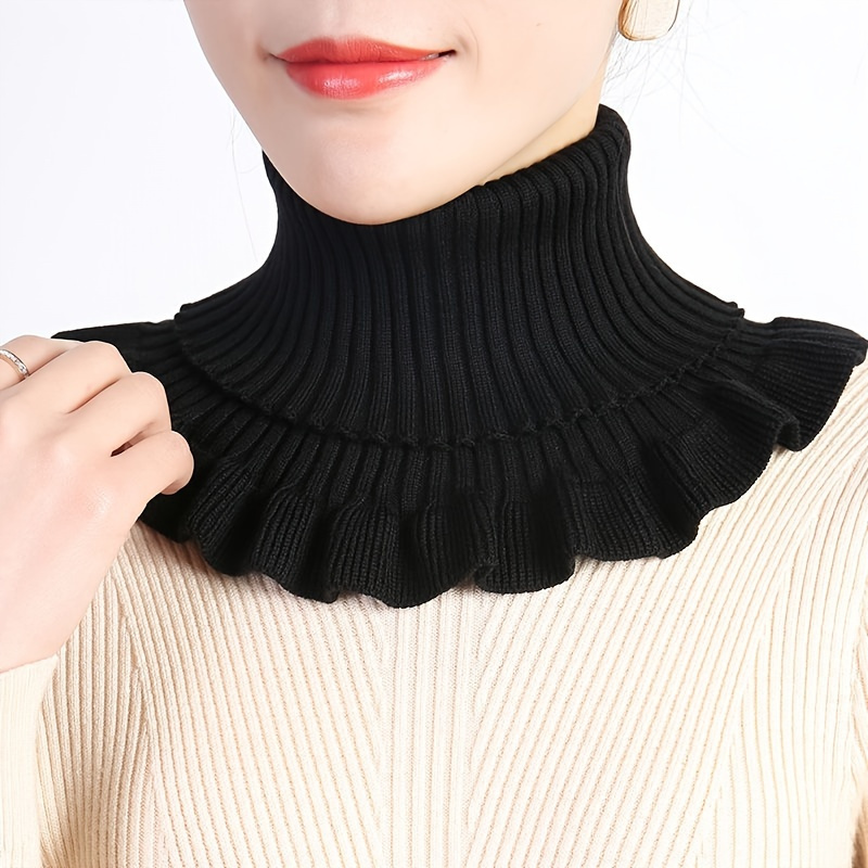 

Hand Knitted Fake Collar Detachable High Collars Turtleneck Dickey Collar For Women