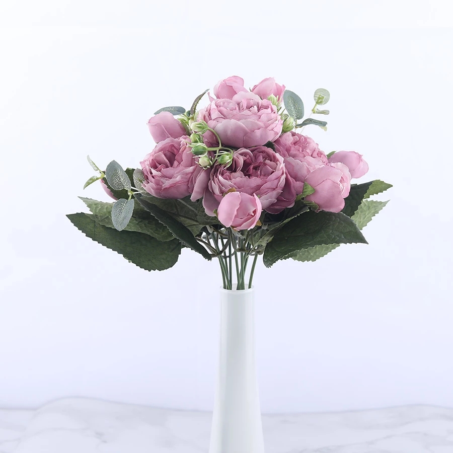 Artificial Flower Stem Silk Peony Artificial Flowers Bouquet - Temu