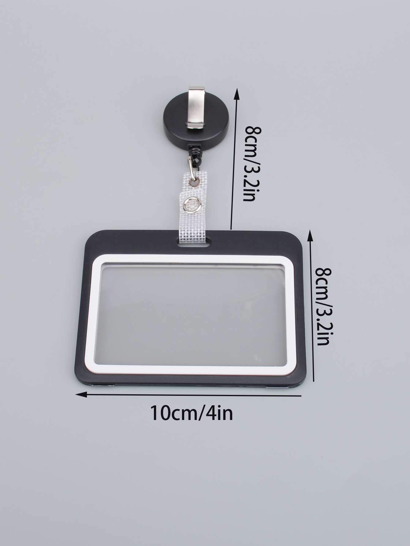 single or   horizontal black card holder with snap closure durable plastic with metal clasp sleek   for work id badges   office accessories stylish metal clasp snap closure holder details 0