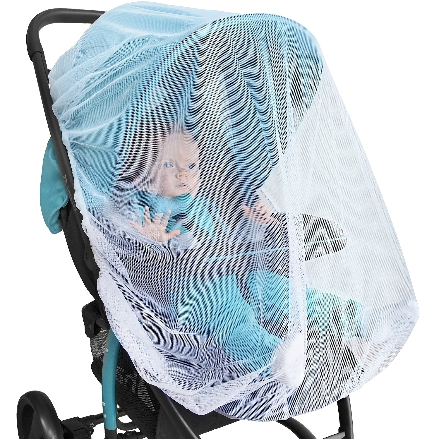 1pc Baby Stroller Pushchair Mosquito Net,  Infant Baby Crib Mosquito Insect Shield Nets, Full Cover Protector Mesh Trolley Accessories Stretch To Resize, The Largest Is 59.06inch