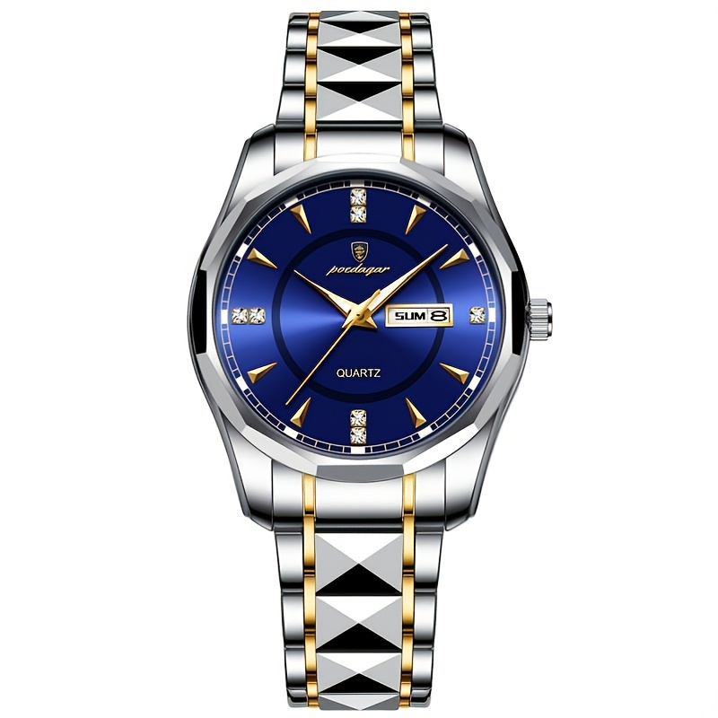 Mens black watch with blue face hot sale