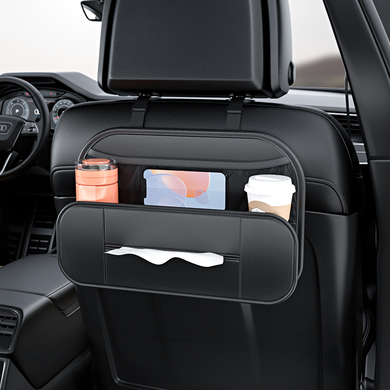 1pc Car Tissue Box Multifunctional Car Seat Hanging Leather