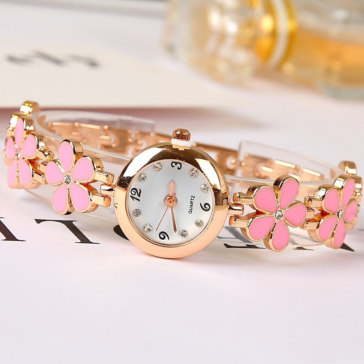 Watches Women Daisy Flower Golden Rhinestone Bracelet Wrist Watch Girl  Dress Woman Fashion Classic Watch - Jewelry & Accessories - Temu
