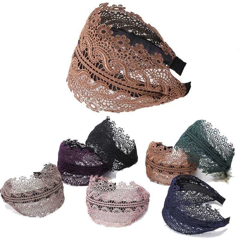 

Wide Lace Headband Hair Band With Teeth Women's Headband Lace Floral Hair Hoop Hair Band For Women And Girls Hair Accessories