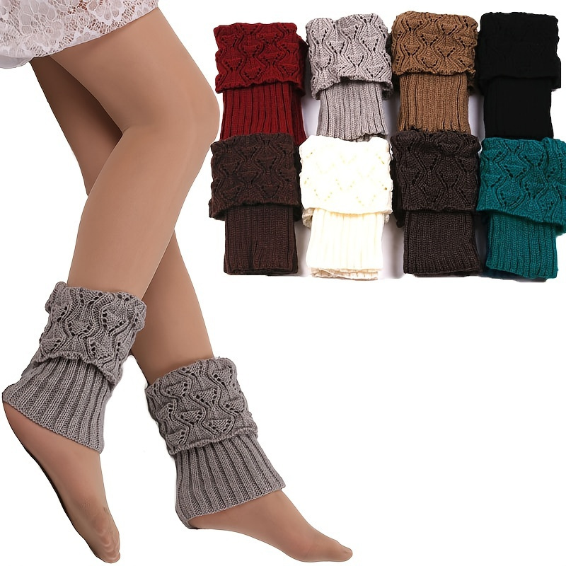 

Women's Short Boot Cuffs Winter Warm Crochet Knitted Ankle Leg Warmers Socks, Women's Stockings & Hosiery
