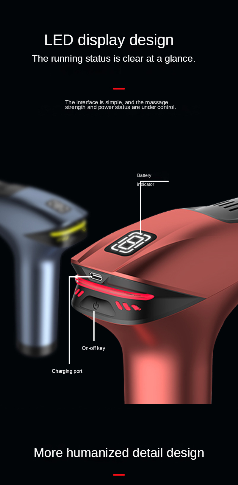 Pistola de masaje de tejido profundo, masajeador muscular eléctrico de  mano, dispositivo de masaje de percusión de alta intensidad para aliviar el