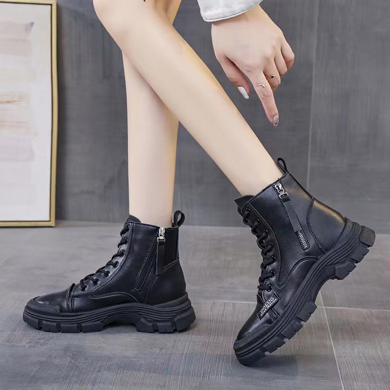 zipper lace up boots