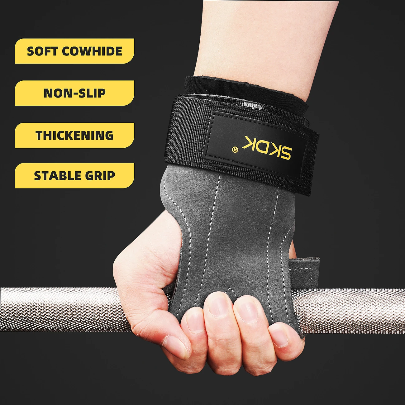 1 pair, Durable Palm Guards for Fitness Equipment - Anti-Slip and Wear-Resistant Wrist Protection with Hard Pulling Grip Straps details 3