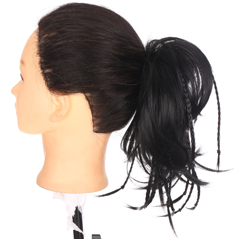 Synthetic Hair Bun With Braids Extension Messy Bun Ponytail Hair Hoop