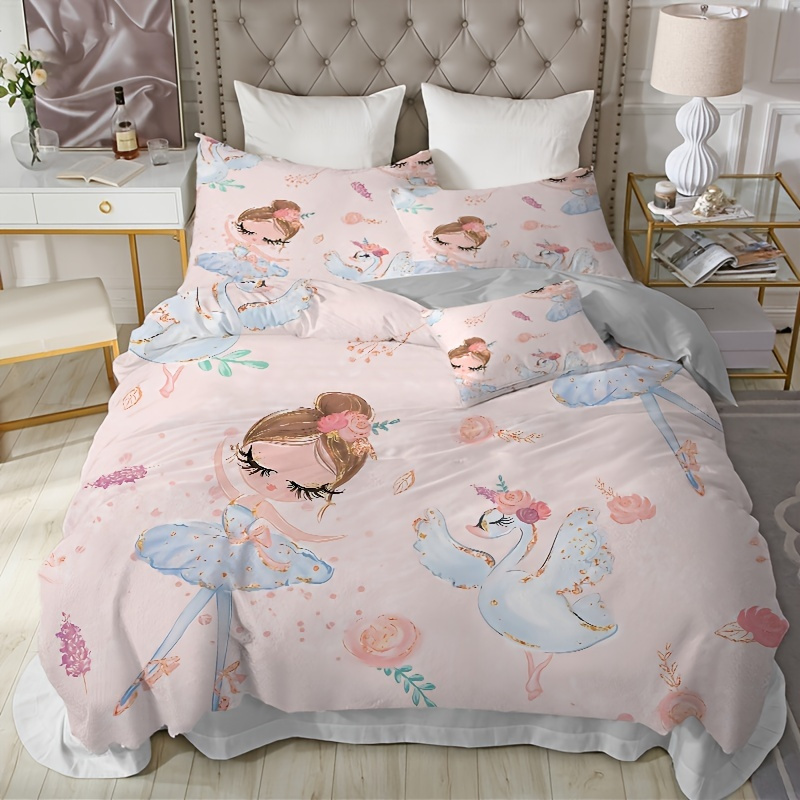 3pcs Luxury Ballet Girl Duvet Cover Ballet Princess Dancer Bedding Set ...