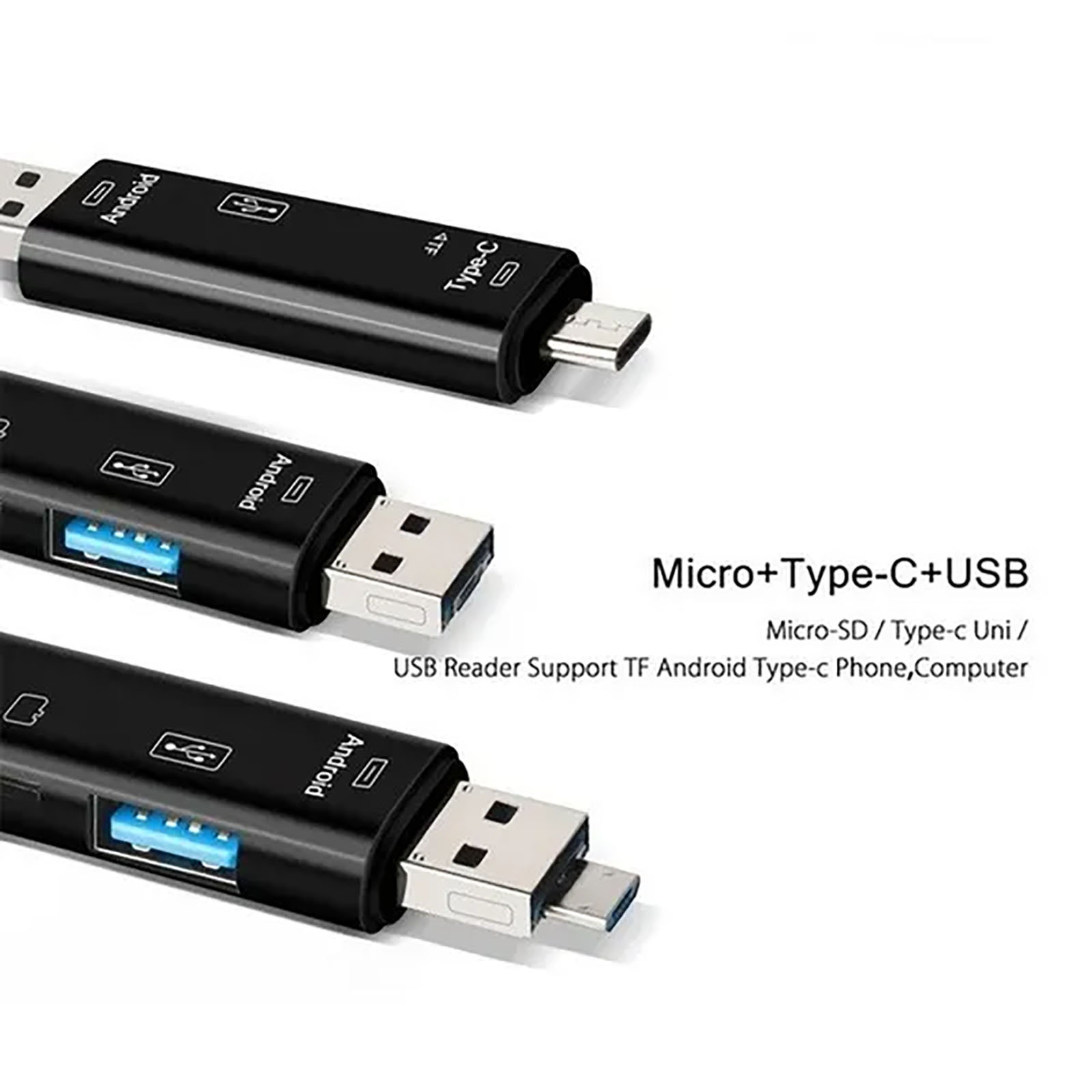 Lector De Tarjetas OTG 3 En 1 Tipo C Micro USB SD TF Para Teléfono Adaptador Host Lector De Tarjetas Sd