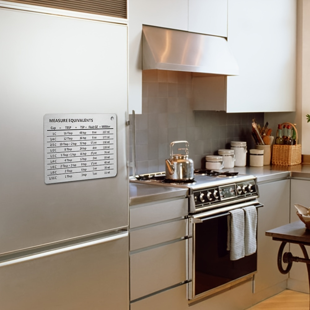 Stainless Steel Measurement Conversion Chart With Magnet - Temu