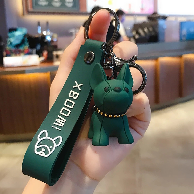 Men's Car Punk French Bulldog Keychain PU Leather Dog Keychains Fashion for  Women Bag Pendant Jewelry Trinket Key Ring Key Chain