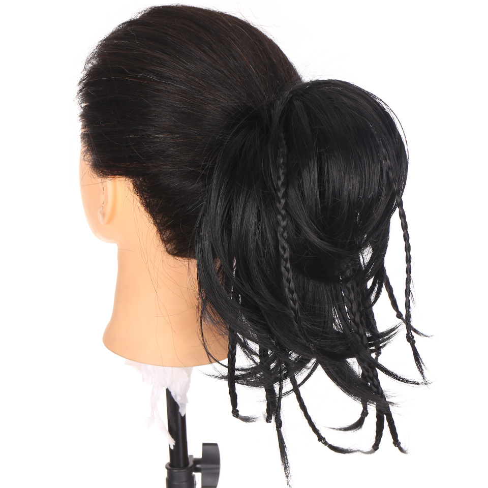 Synthetic Hair Bun With Braids Extension Messy Bun Ponytail Hair Hoop