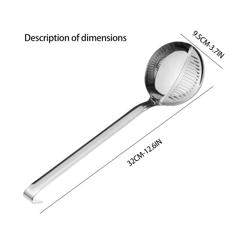 Skimmer Spoon, Stainless Steel Long Handle Hotpot Slotted Soup Filter