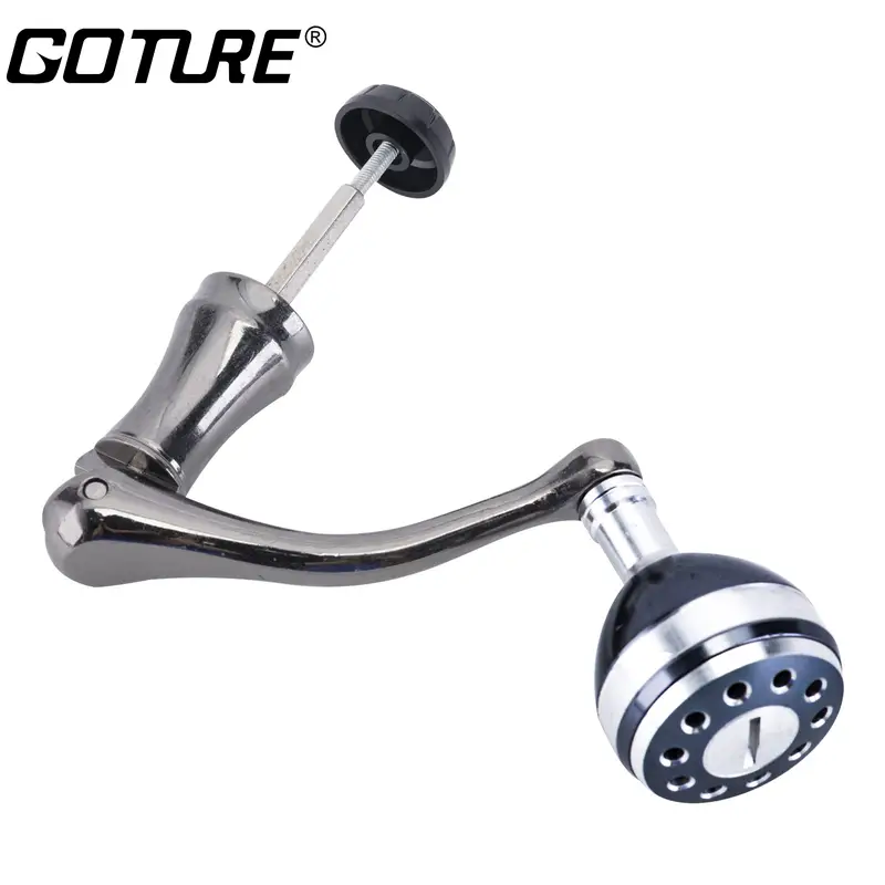 * Spinning Reel Handle - Metal Replacement Handle with Round Power Knob -  Available in 3 Sizes (S/M/L) - Improved Grip and Control