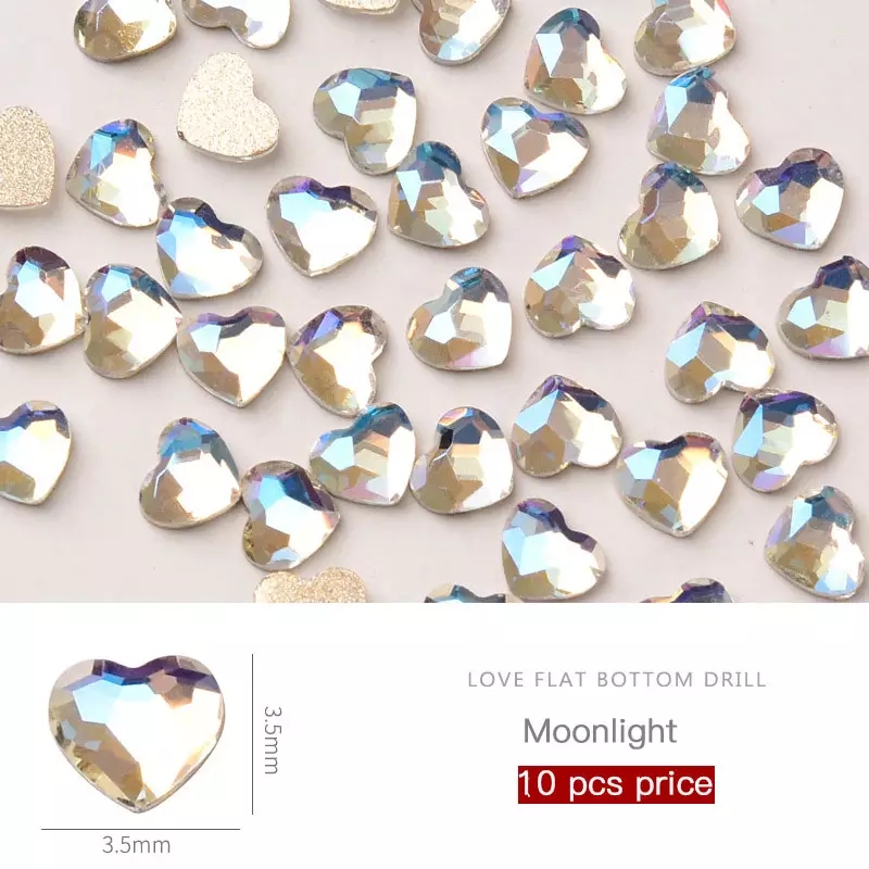 10 Pcs Acrylic Heart Rhinestone Heart Crystal Gems - Temu