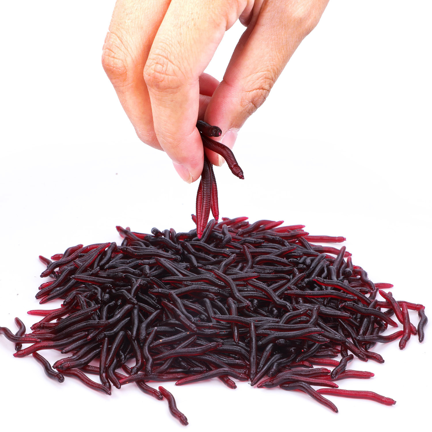 100pcs Earthworm Soft Lures - 4cm/1.2in 0.3g Red Worms - Artificial Rubber  Lifelike Baits with Fishy Smell - 100pcs Sougayilang Tackle