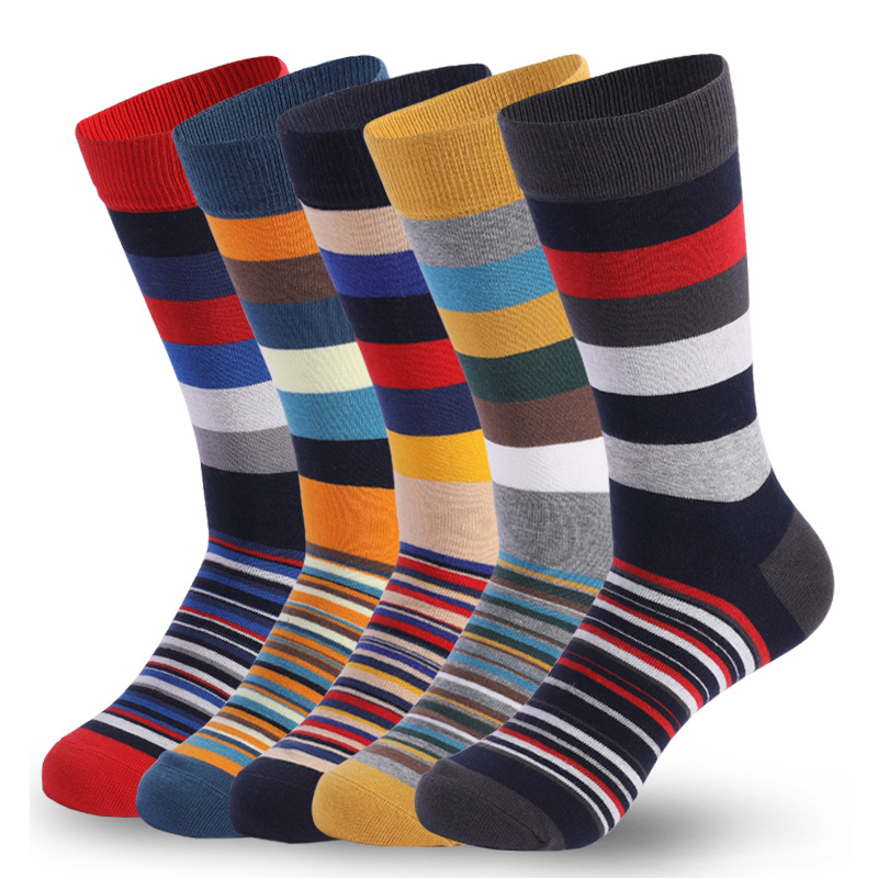 Image of 5 Pairs Of Men's Formal Socks With Fun Designs, Made Of For Moisture Absorption And , Suitable For Shoe Sizes 8.5-13.5. [this Sock Size Is Based On Us Measurements, And Is Very .], Sweat-resistant
