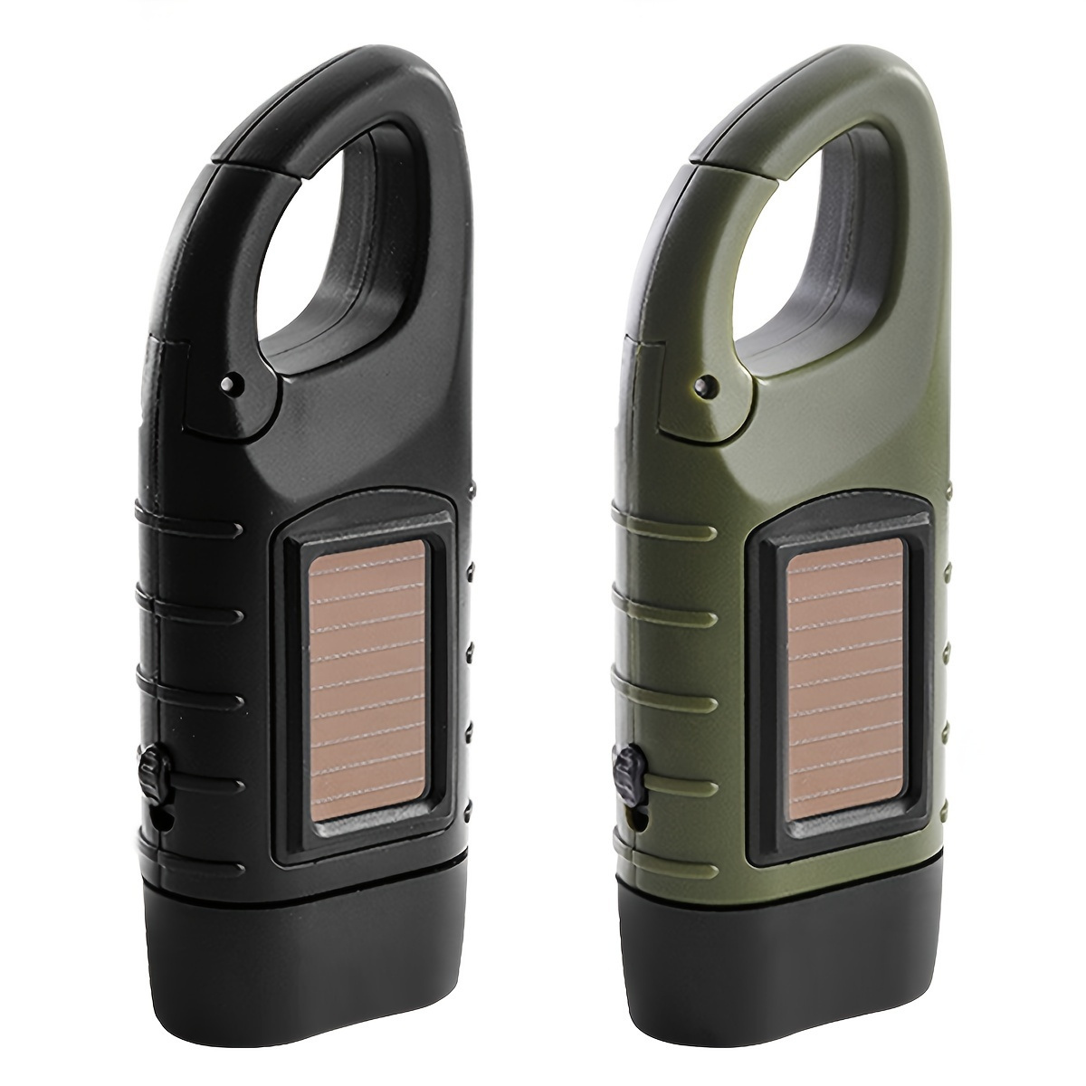 1pc Hand Cranked Flashlight Solar Powered , Carabiner Dynamo Waterproof