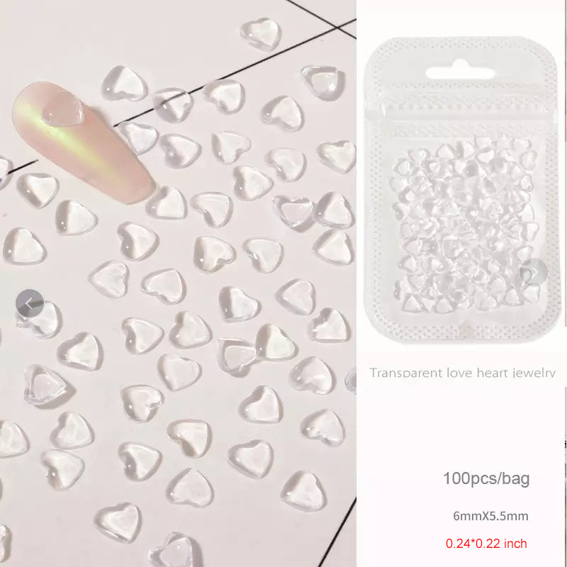 100PCS Transparent Heart Crystal Rhinestones For Nails 4mm 6mm 8mm Glass Heart  Nail Art Stone Decoration Crafts Accessories - AliExpress