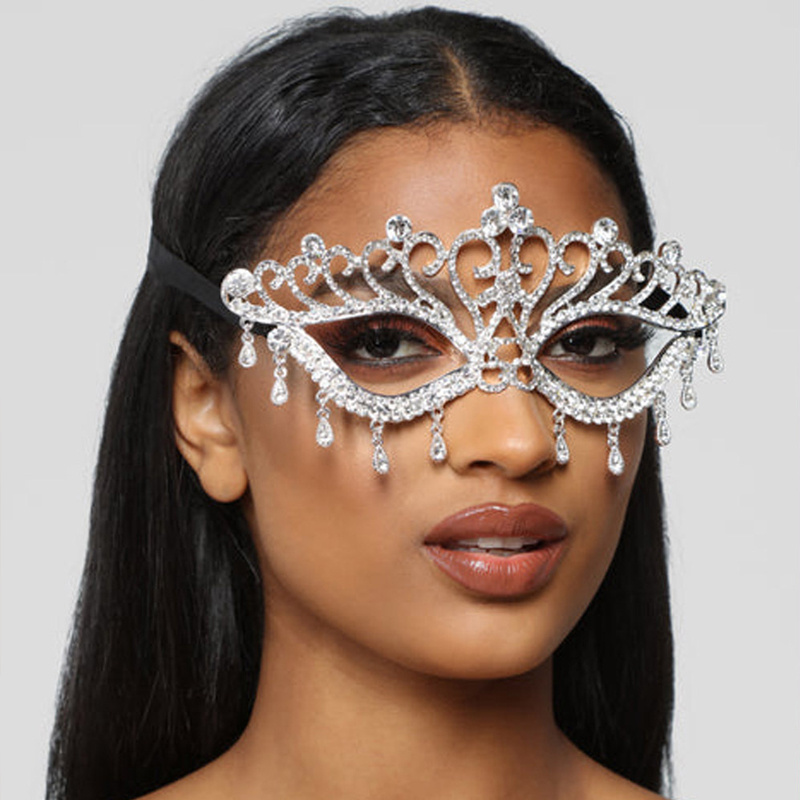 Rhinestone Decor Metal Mask Masquerade Mask For - Temu