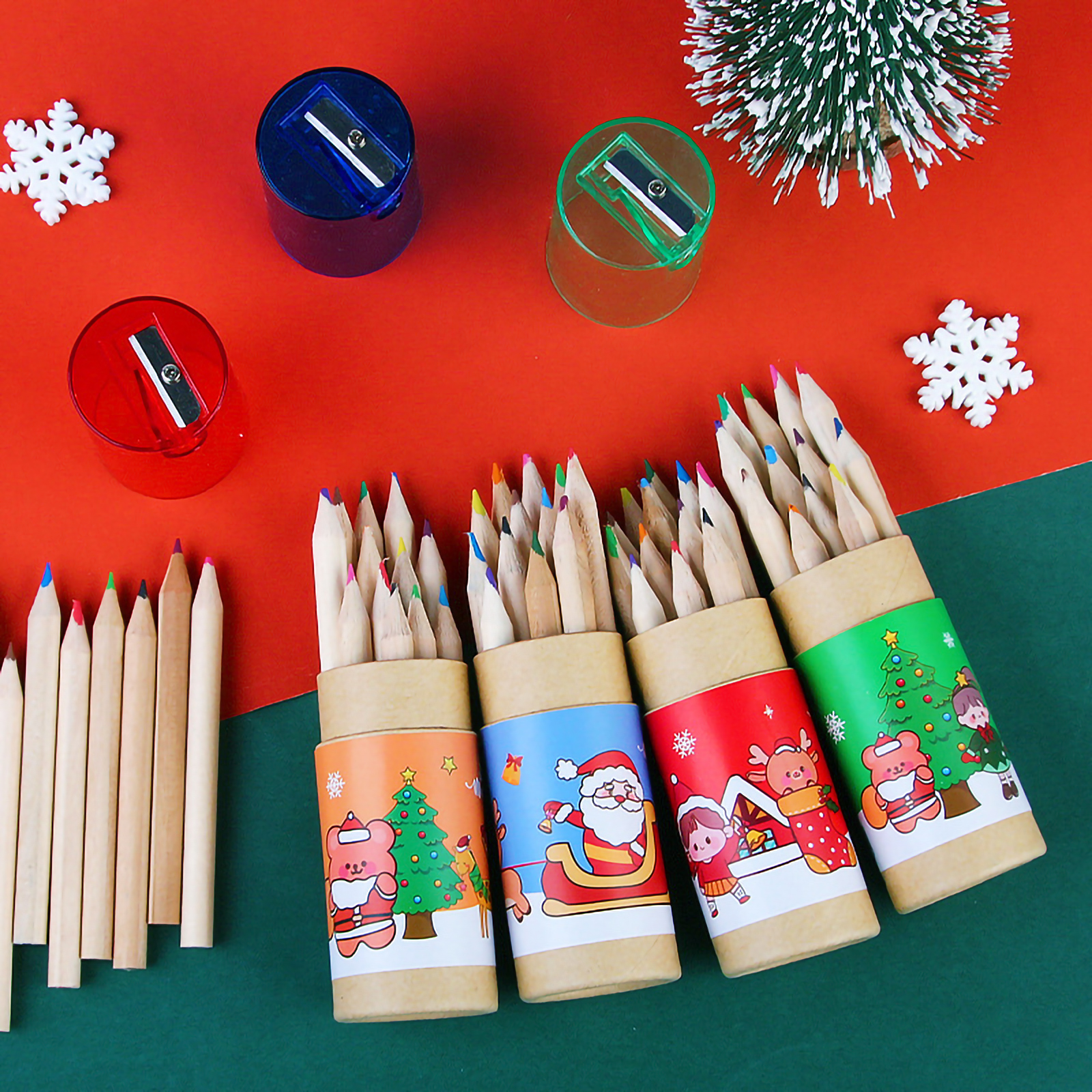 1pc Christmas 12-color Cartoon Colored Pencil Set For Kids Drawing,  Christmas Gift