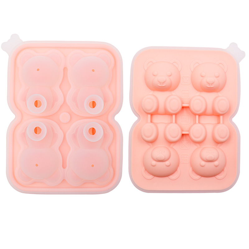1pc Random Color Cute Bear Ice Cube Mold Silicone 3D Fun Shape Ice Cube  Tray with Clear Funnel Type Lid Easy Release Large Ice Cube Molds for  Drinks