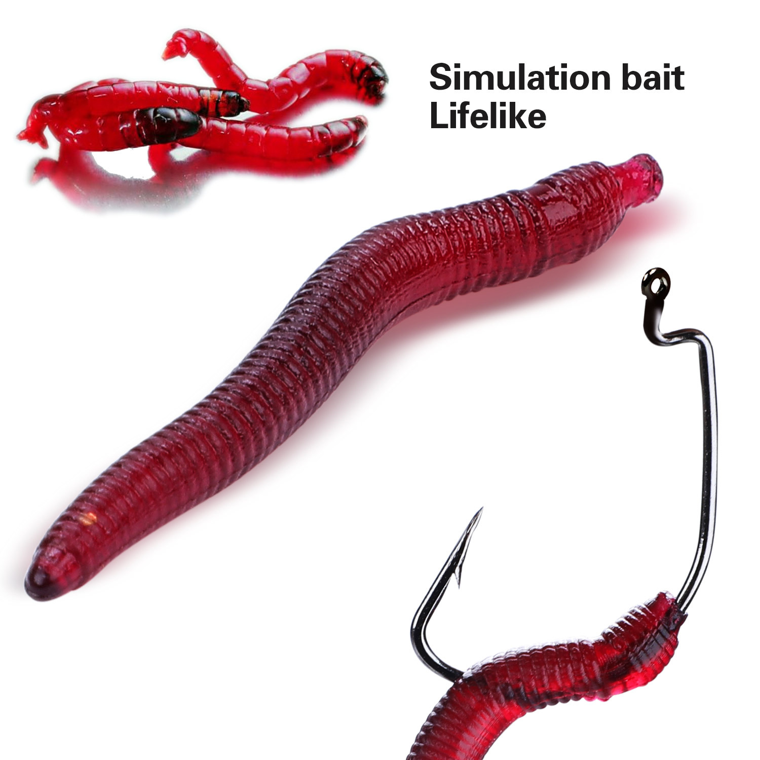 Earthworm Soft Lures Red Worms Artificial Rubber Lifelike - Temu Canada