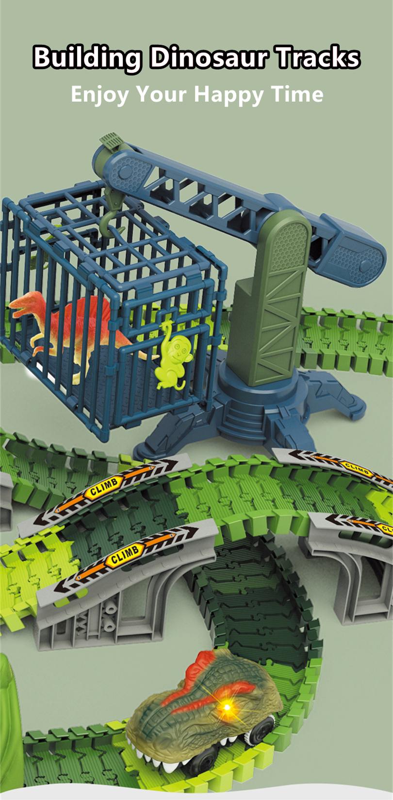 Electric Dinosaur Track Car Scene Diy Splicing Building Temu