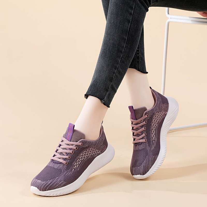 Geometric Print Mesh Running Shoes, Women's Casual Breathable