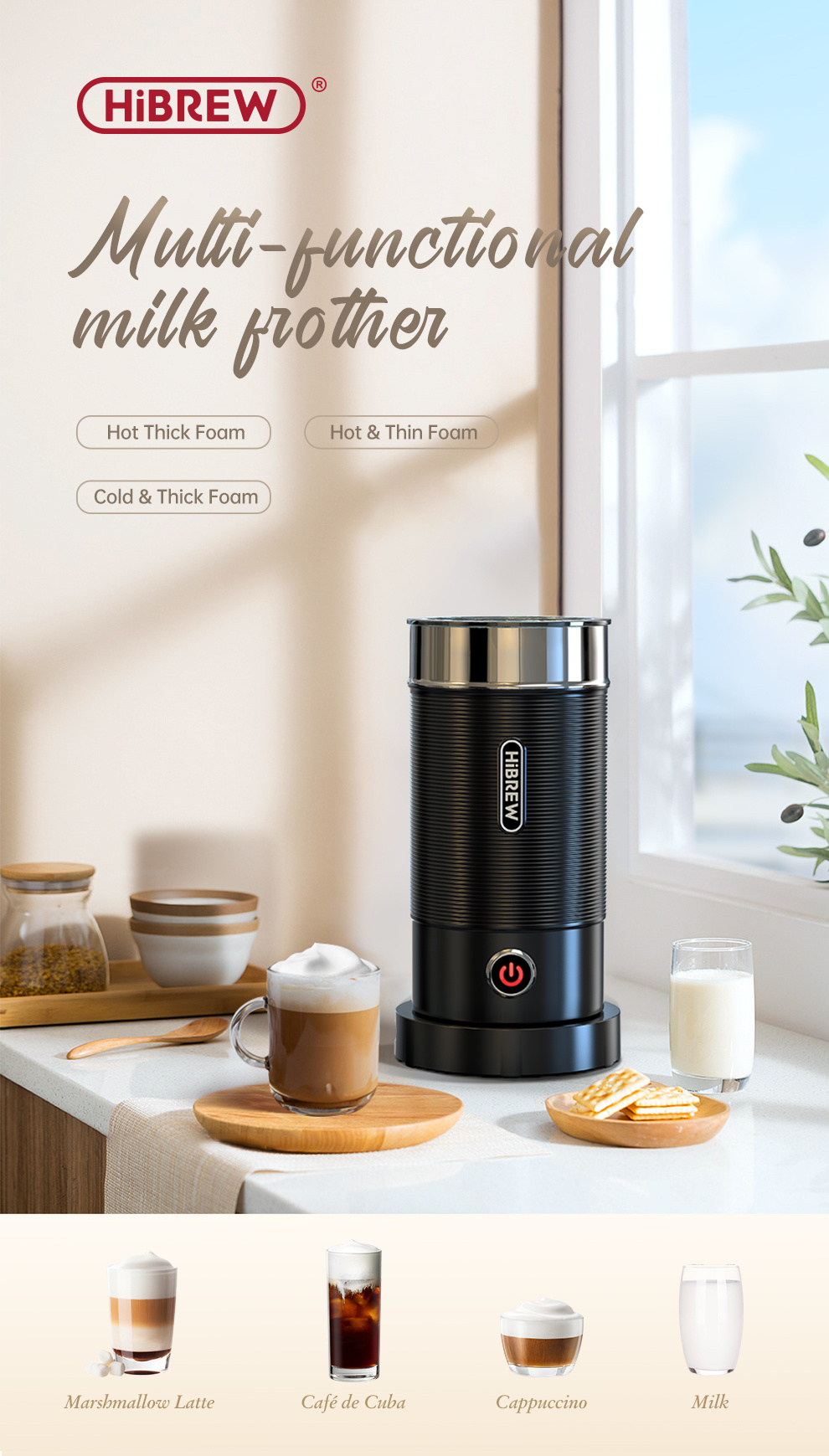 Milk Frother 4 in 1 Foamer Fully Automatic Cold/Hot Latte