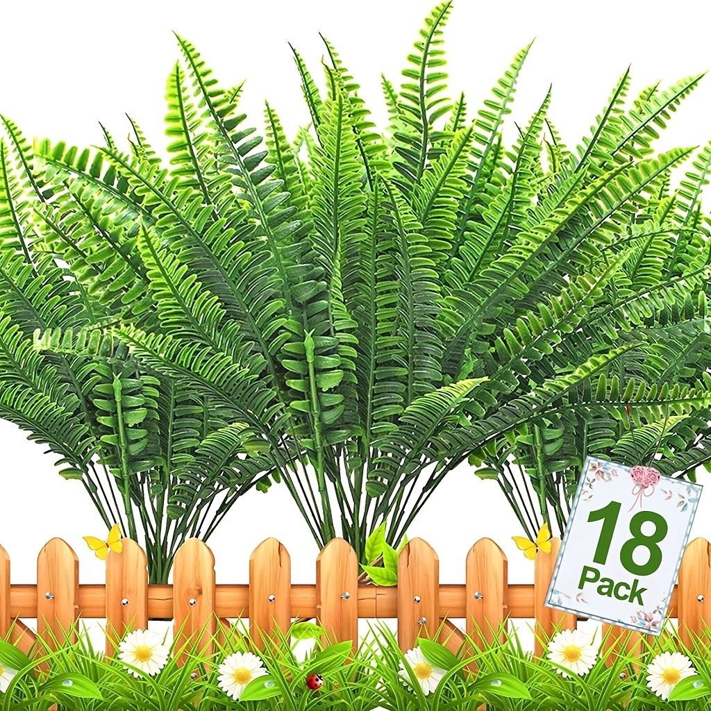 8Pcs Artificial Ferns for Outdoors UV Resistant Artificial Outdoor Plants  Faux Fern Greenery Fake Fern Faux Boston for Indoor Home Outside Ground  Porch Garden Arrangements 