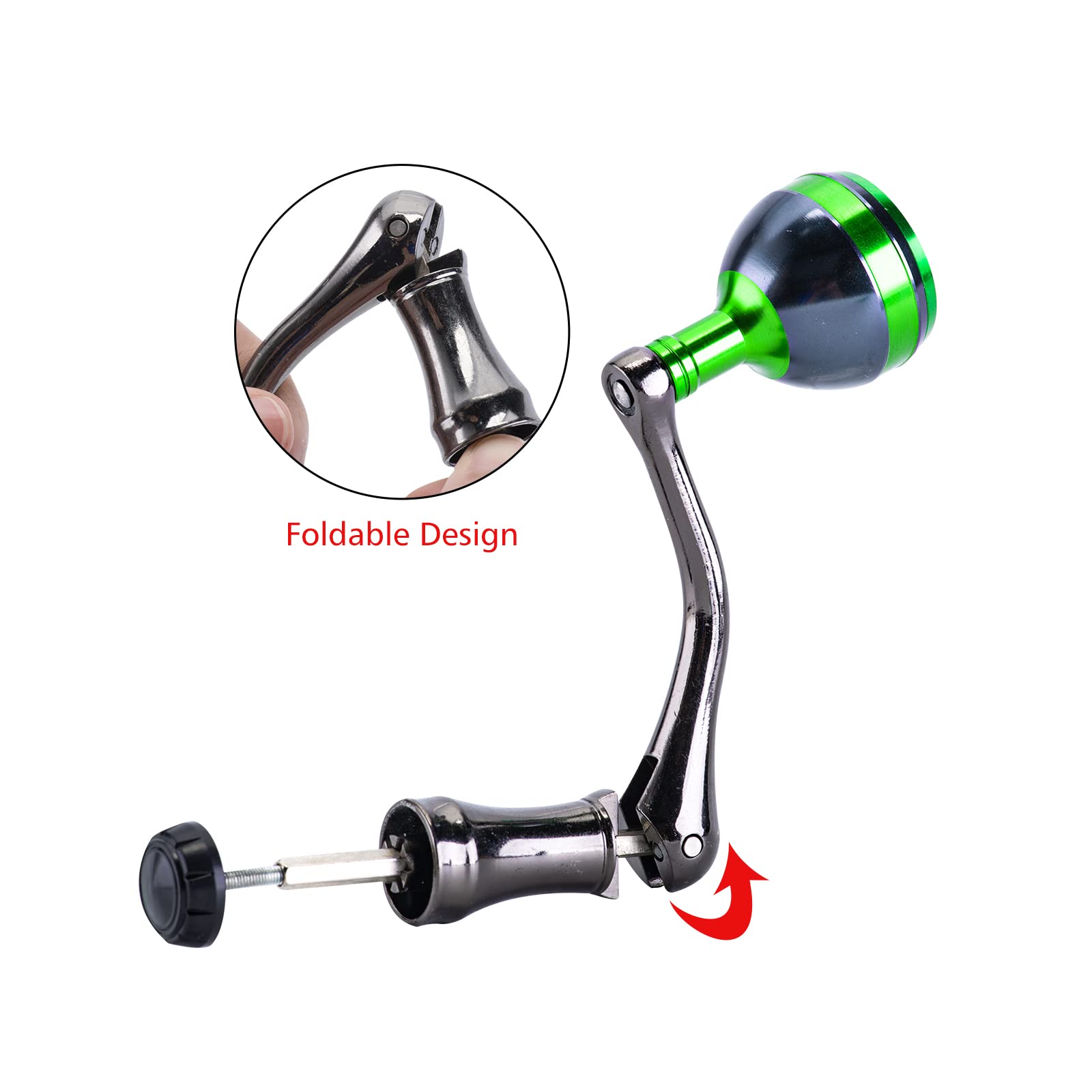 * Metal Spinning Reel Handle with Round Power Knob - 3 Sizes (S/M/L) for  Comfortable Fishing Experience