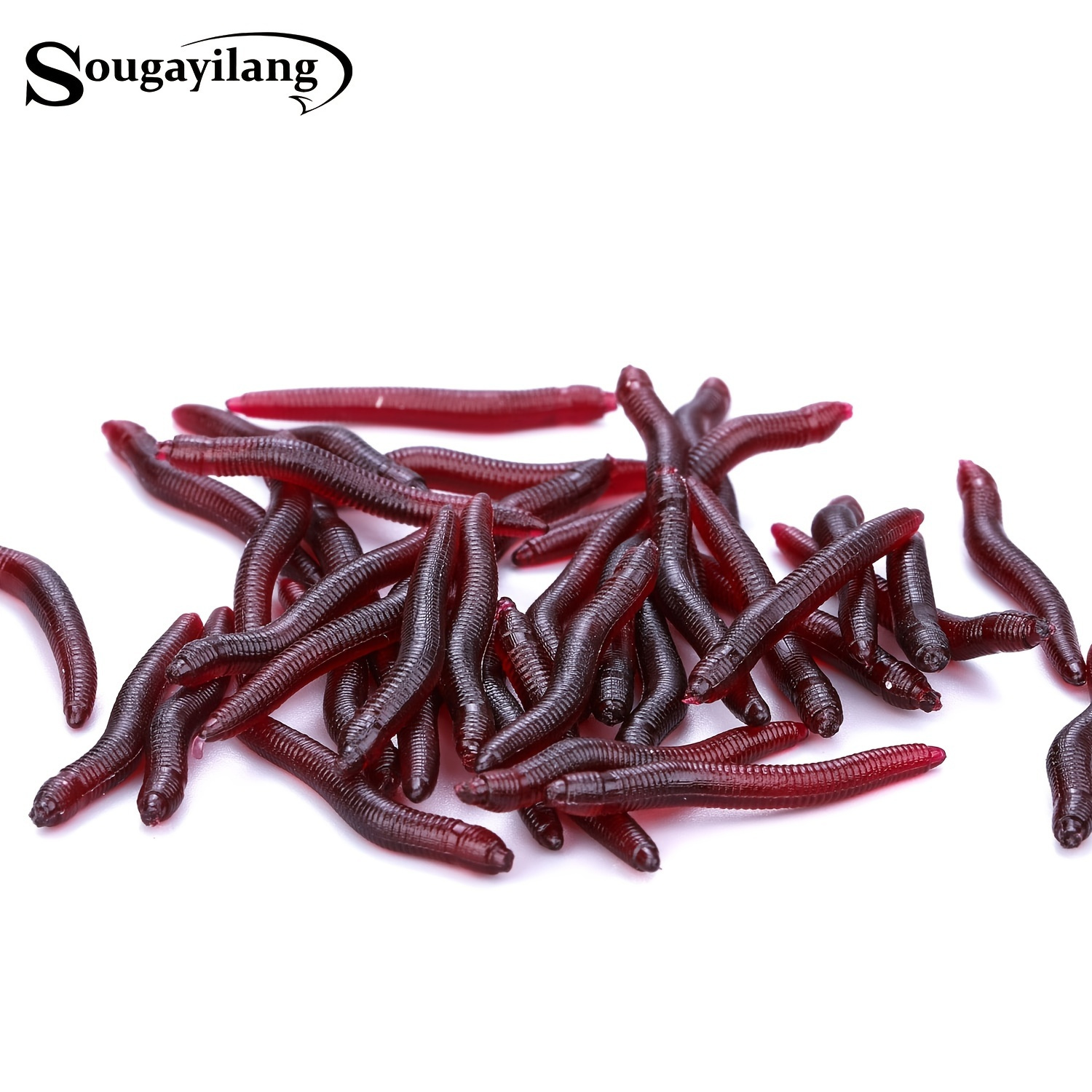 500PCS Lot Crawlers Rubber Earthworm Fishing Bait Red Worms Lure