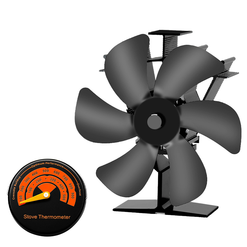 Heat powered Fireplace Fan With Thermometer 6 Blades For - Temu