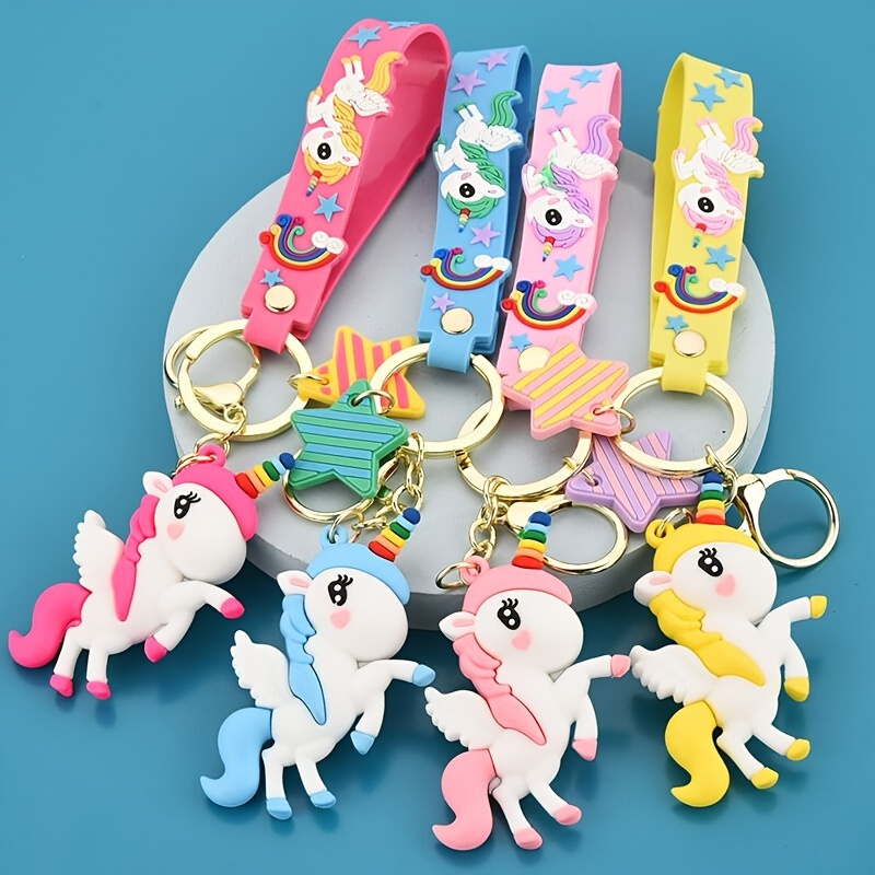 

Creative Cute Multicolor Rainbow Pony Cartoon Unicorn Car Bag Keychain Keychain Men And Women Pendant Small Gifts