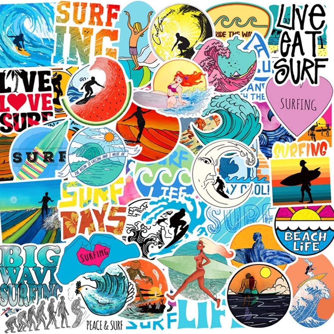 50 Fashion Brand Waterproof Sticker Skateboarding Snowboard Retro Vinyl  Sticker Graffiti Notebook Sticker