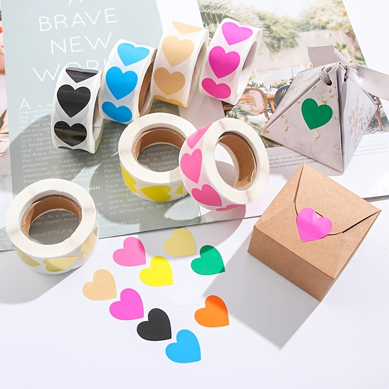 

500 Heart Stickers - Waterproof, Removable & Valentine's Day Crafts! Easter Gift Gift