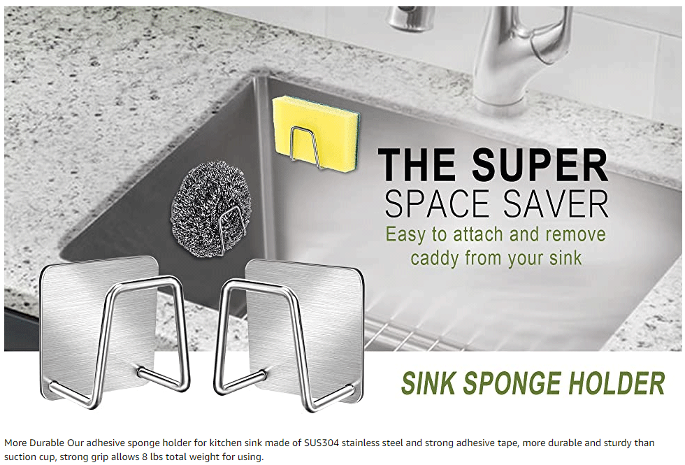 Space Aluminum Sponge Holder For Kitchen Sink Adhesive - Temu