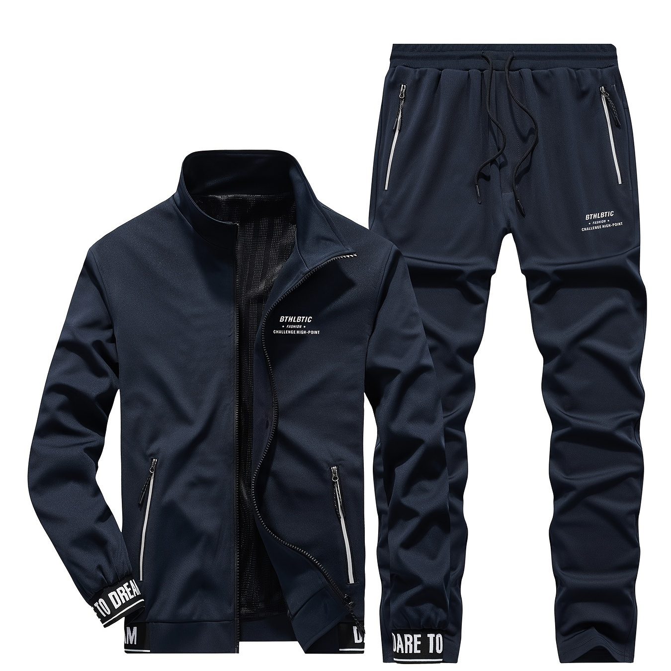 Men's Tracksuit Set Middle Aged Full Zip Jacket Jogger Sports Pant For ...