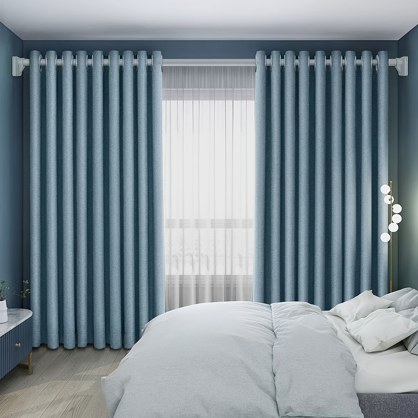 1pc Pure Blue Velvet Curtains Luxury Rod Pocket Thermal Insulated   A915f001 9b93 480b 9c29 325bbf862207 1340x1340 .a 