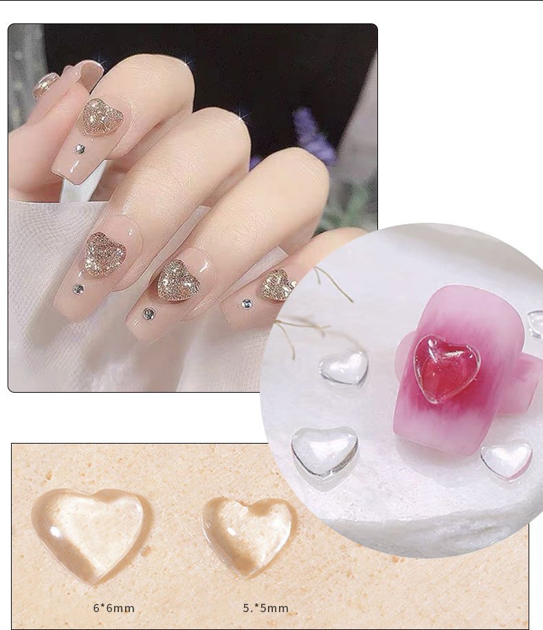 minkissy 160 Pcs Heart Shaped Nail Diamonds Rhinestones Manicure Jewelry  Alloy Nail Charms Heart Nail Decor DIY Charms Manicure Nail Art Nail Art