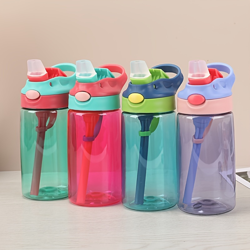 Super Family Baby Solid Color Silicone Leak-proof Water Bottle With Straw  And Lid - Temu