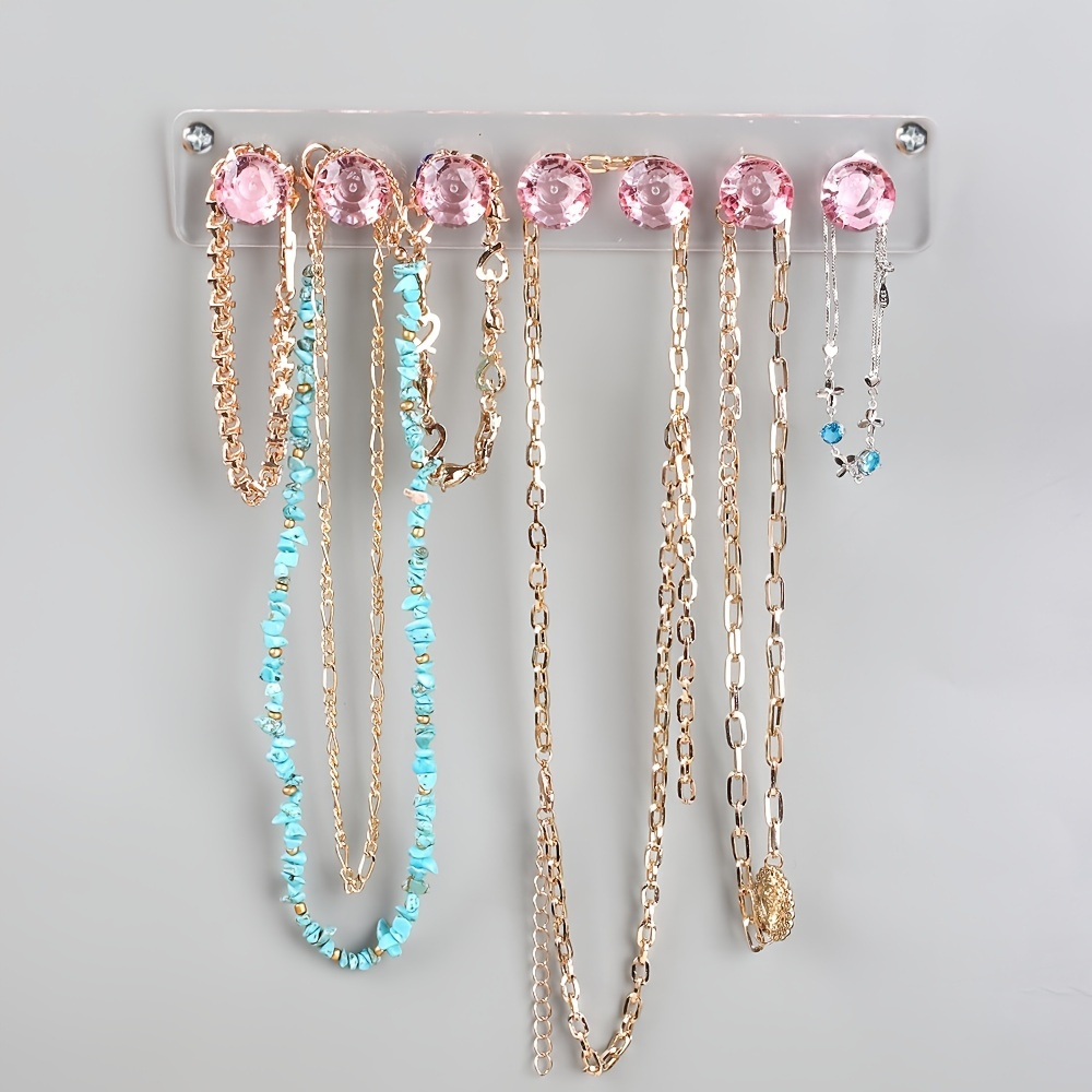 LNKOO Acrylic Necklace Holder Set of 2, Wall Mounted Jewelry Organizer  Hanging with 12 Diamond Shape Hooks, Clear Necklaces Hanger, Jewelry  Hangers