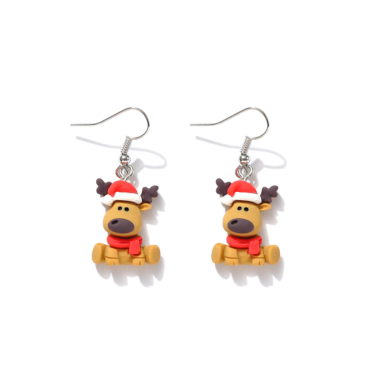 1 Pair Of Fun And Cute Christmas Reindeer-shaped Resin Drop Earrings